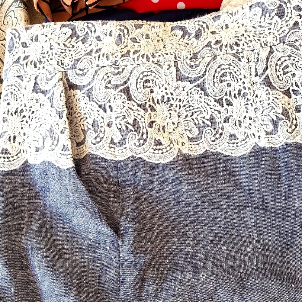 Brighton Elevenses gorgeous linen 👖 pants with beautiful lace - Picture 10 of 12